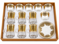 Luxury Arabic Tea & Coffee Cup Set with Saucers – Gold & White