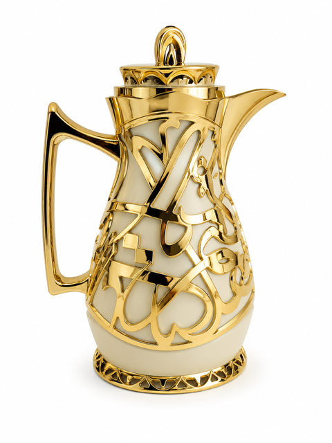 Luxury Arabic Coffee & Tea Thermos Set – 2 x 1L – Gold & Cream