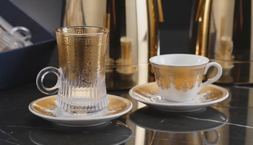 Luxury Arabic Coffee & Tea Set – Gold Thermos & Cups